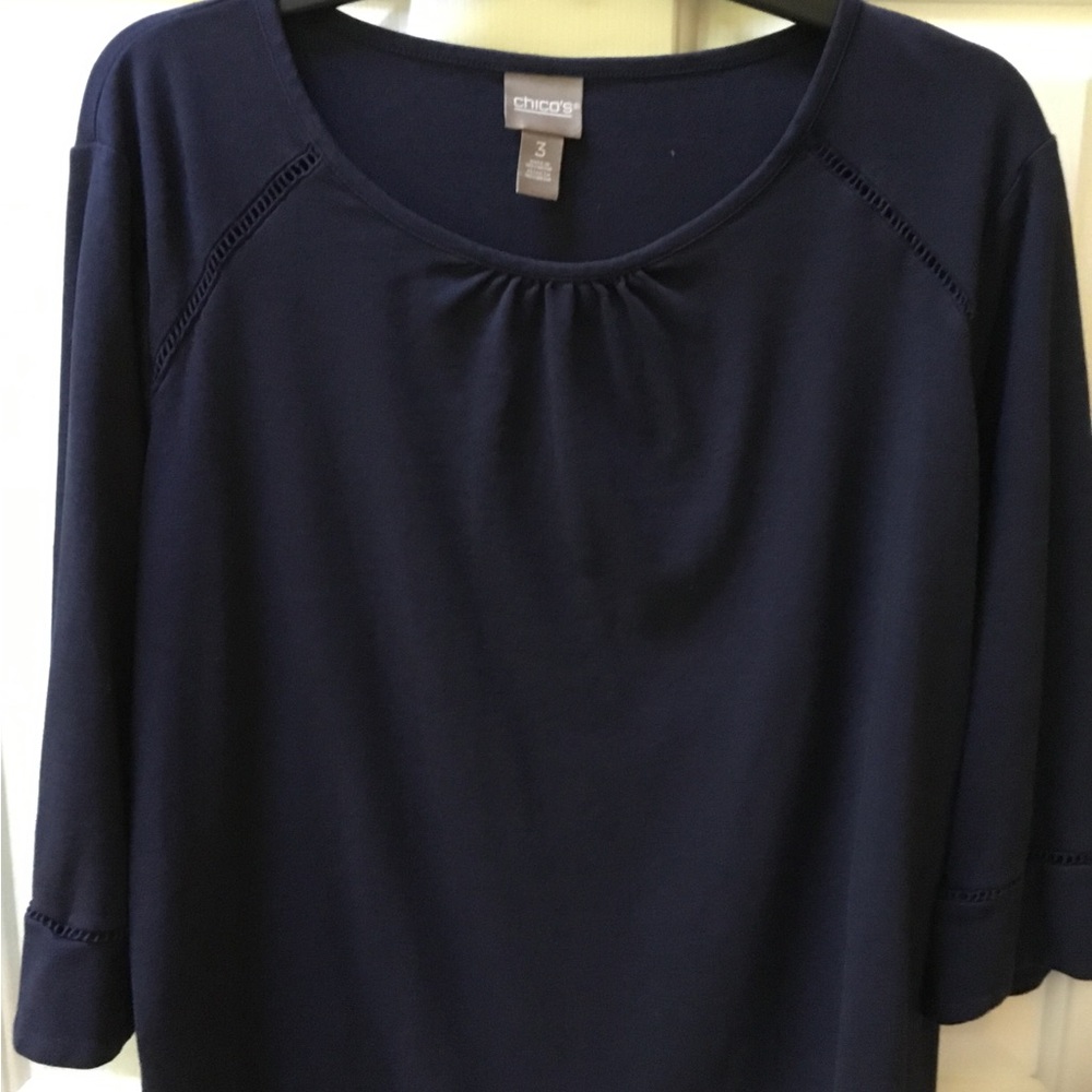 Chico's Navy Blue Knit Women's Top Sz 3 (14/16)